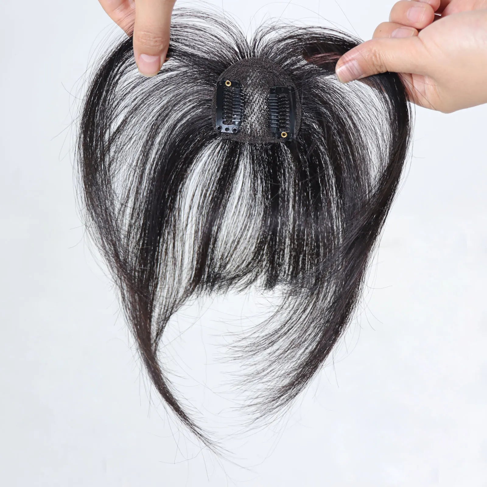 Wispy Clip In Bangs | Human Hair Fringe | Black & Brown Blunt Bangs Luxegan