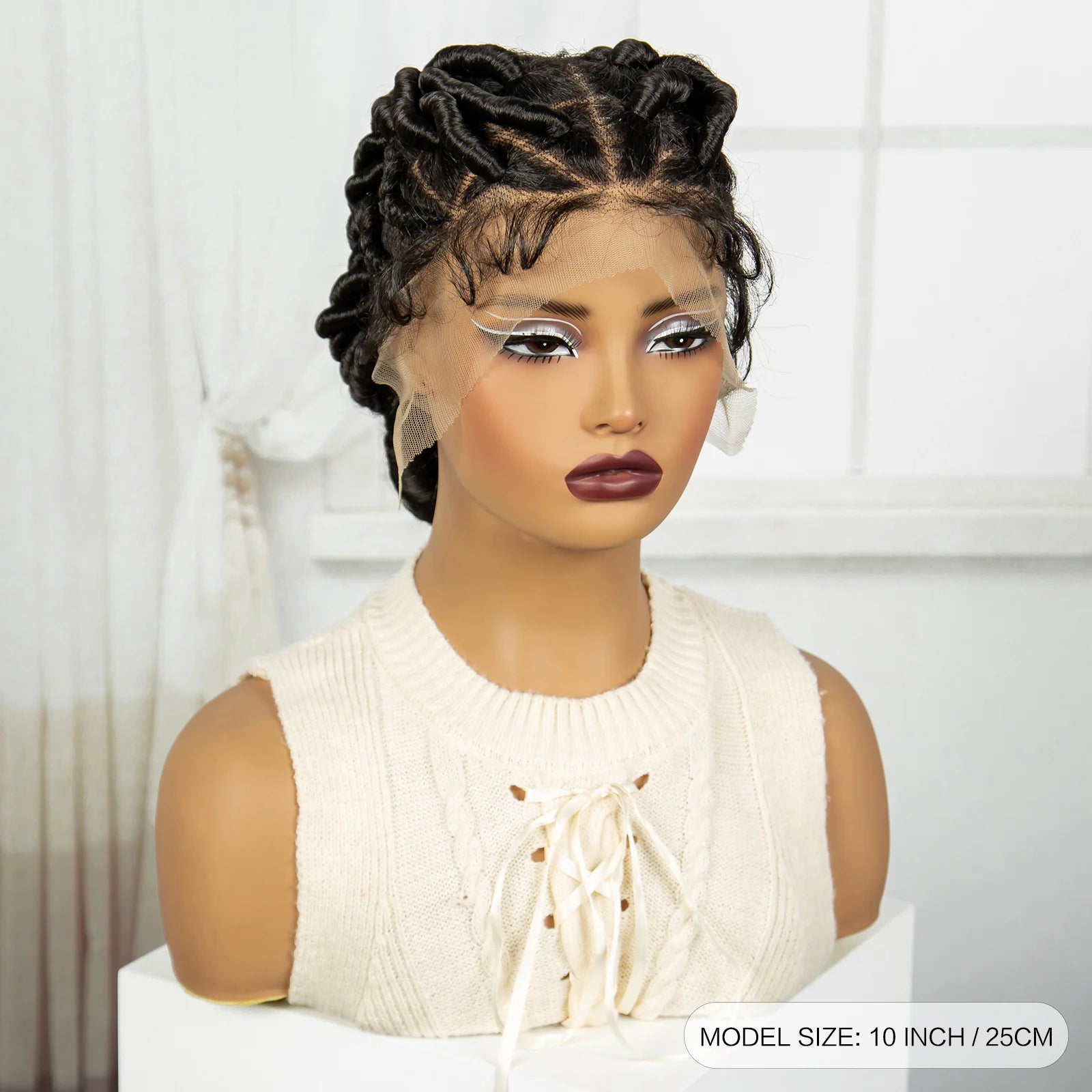 3-in-1 Handmade Bantu Braids Wig | Faux Locs Option | Full Lace | Baby Hair Luxegan
