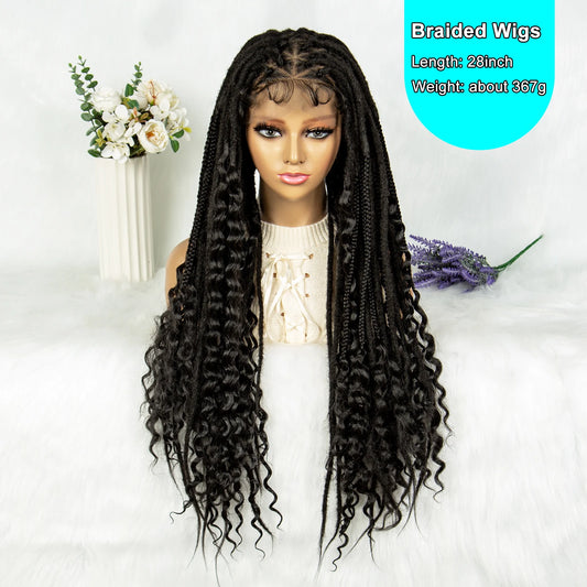 Curly End Dreadlocks Box Braids Wig | Full Lace Pre-Plucked Luxegan