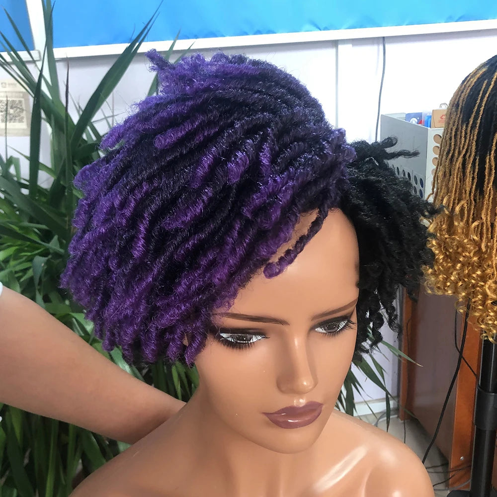 10" Braided Bob Wig | Afro Dreadlock Wig | Curly Ends | Synthetic Crochet Wig | Cosplay