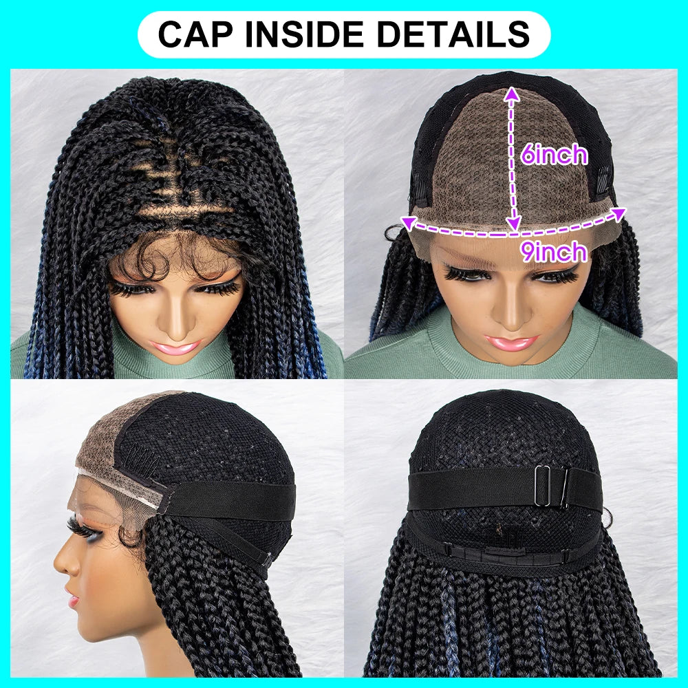 Gradient Water Wave Knotless Box Braids Wig | 9x6 Lace Front | Baby Hair Luxegan