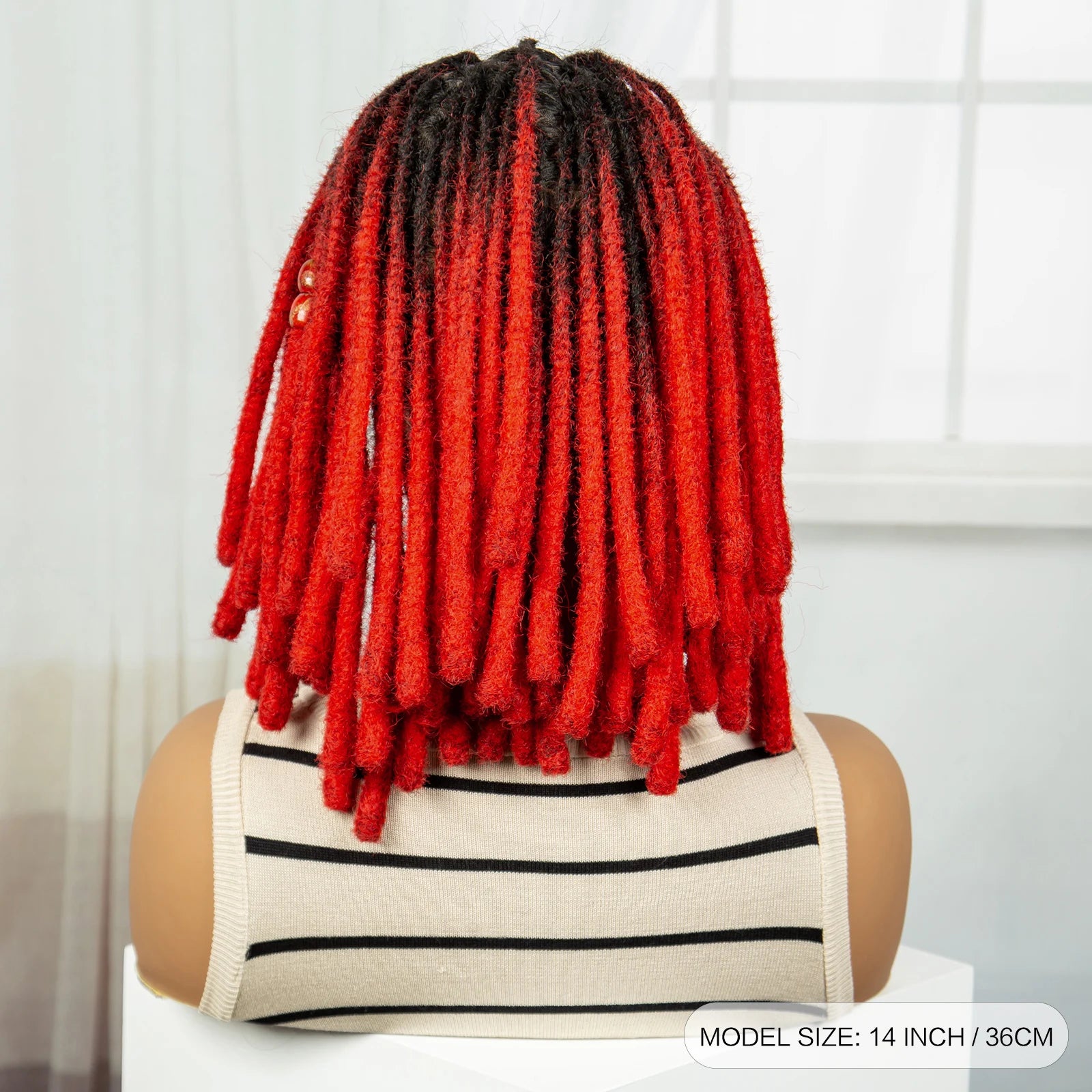 Orange Knotless Faux Locs Braided Wig | Full Lace | Baby Hair Luxegan