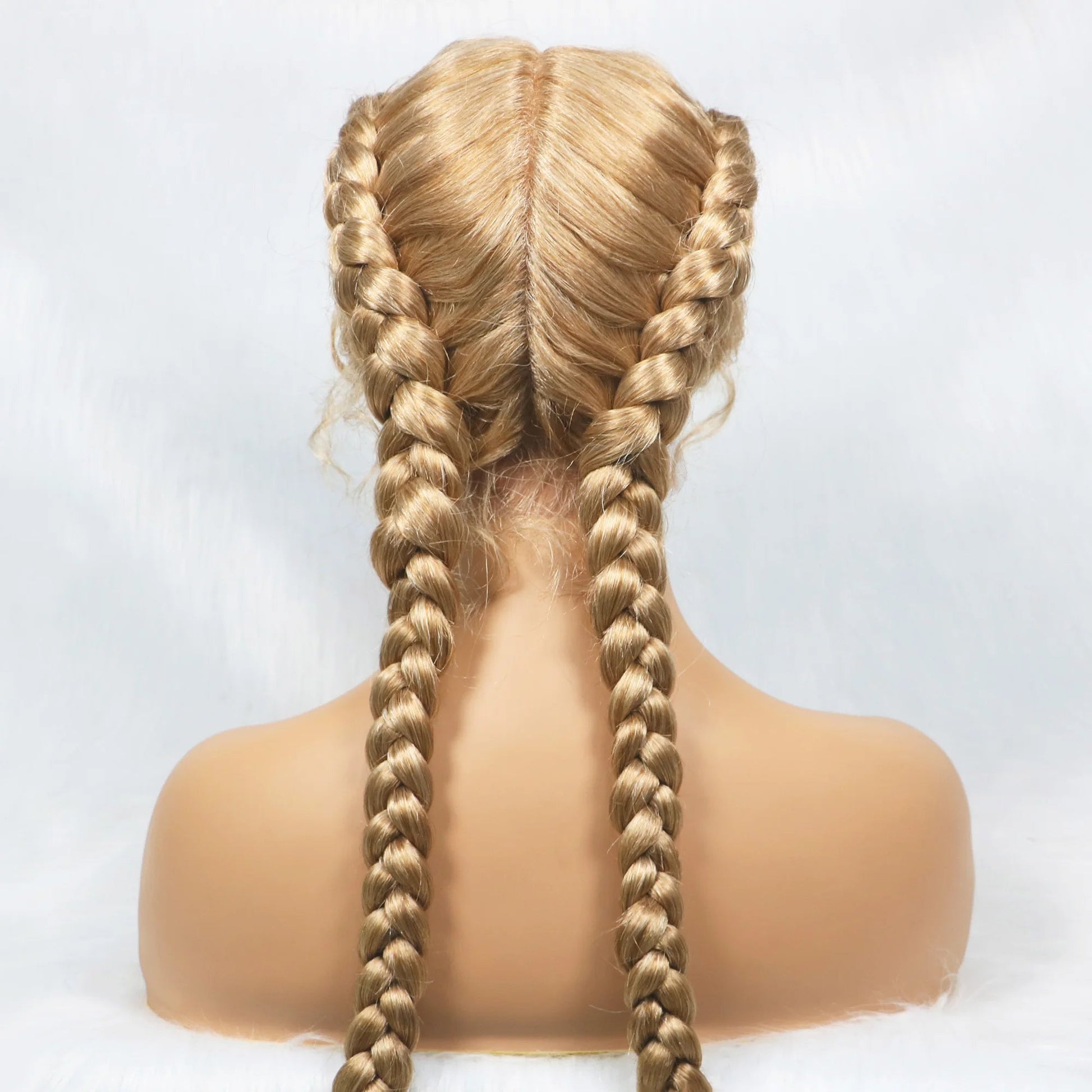 Handmade Double Dutch Cornrow Braided Wig | Natural Black Lace Front | Baby Hair | Kanekalon Synthetic Wig for Women Luxegan