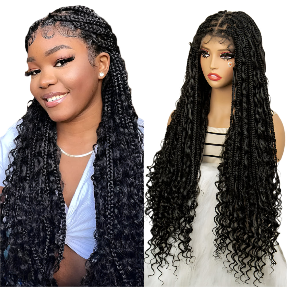 32 Inch Senegalese Twist Braided Wig - Knotless - Full Lace - Synthetic - with Baby Hair
