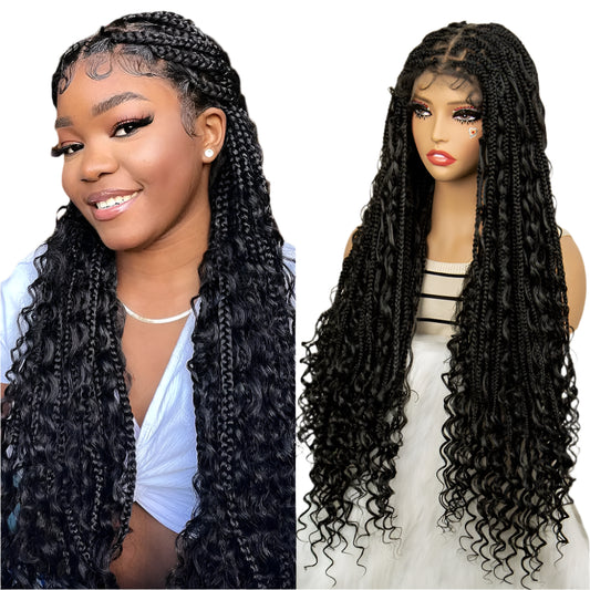 32 Inch Senegalese Twist Braided Wig - Knotless - Full Lace - Synthetic - with Baby Hair