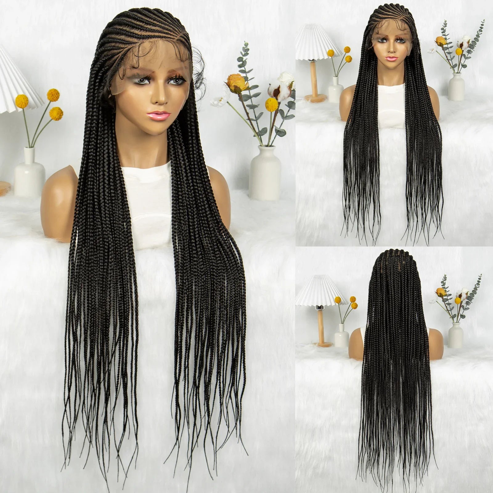 Cornrow Braids Wig | Transparent Full Lace Front | Bohemian Goddess Twists Luxegan