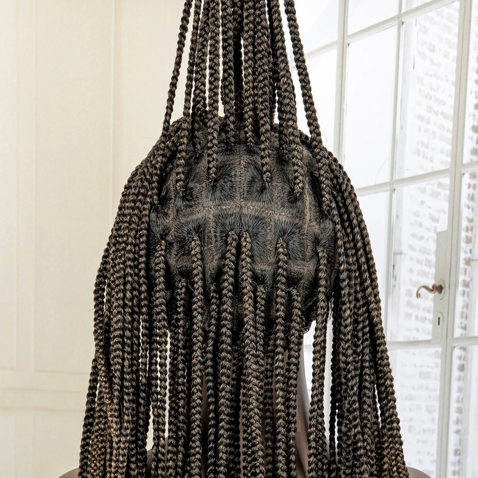 24" Full Lace Knotless Box Braided Wig | Lace Frontal Cornrow Braids | Baby Hair Synthetic Wig for Women Luxegan