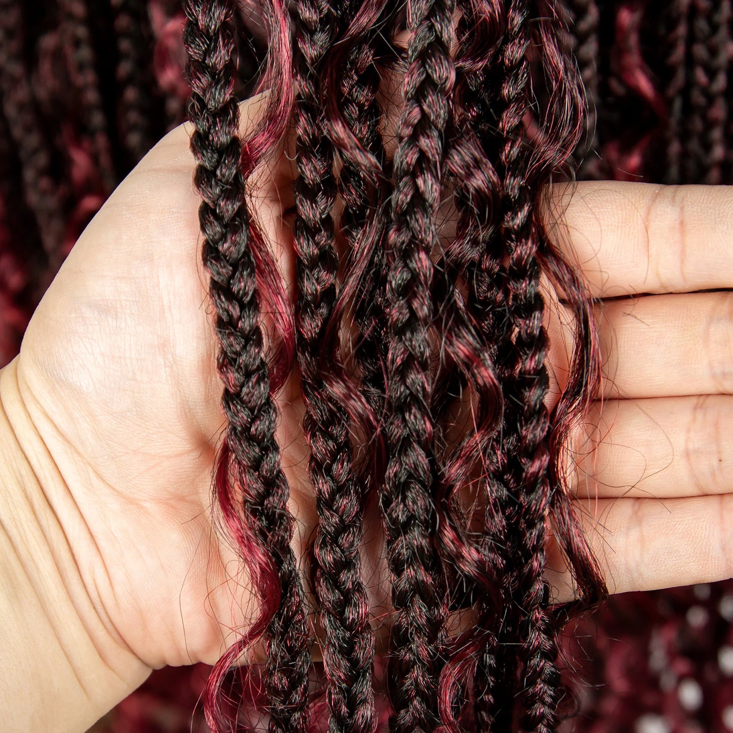 Ombre Knotless Braids Wig | Curly Ends | Full Lace | Baby Hair | Handmade Luxegan