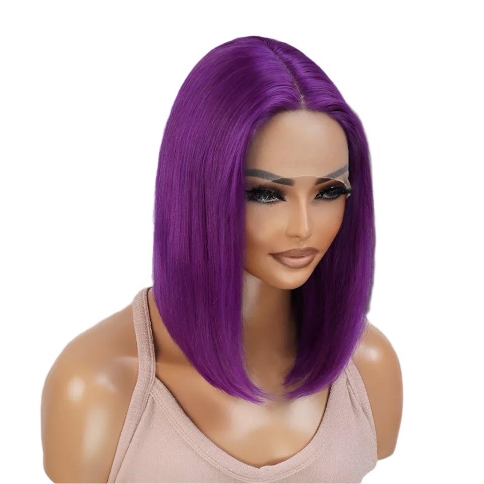 Rebecca Purple Bob Wig | 13x5x1 Transparent Lace Front Human Hair Luxegan