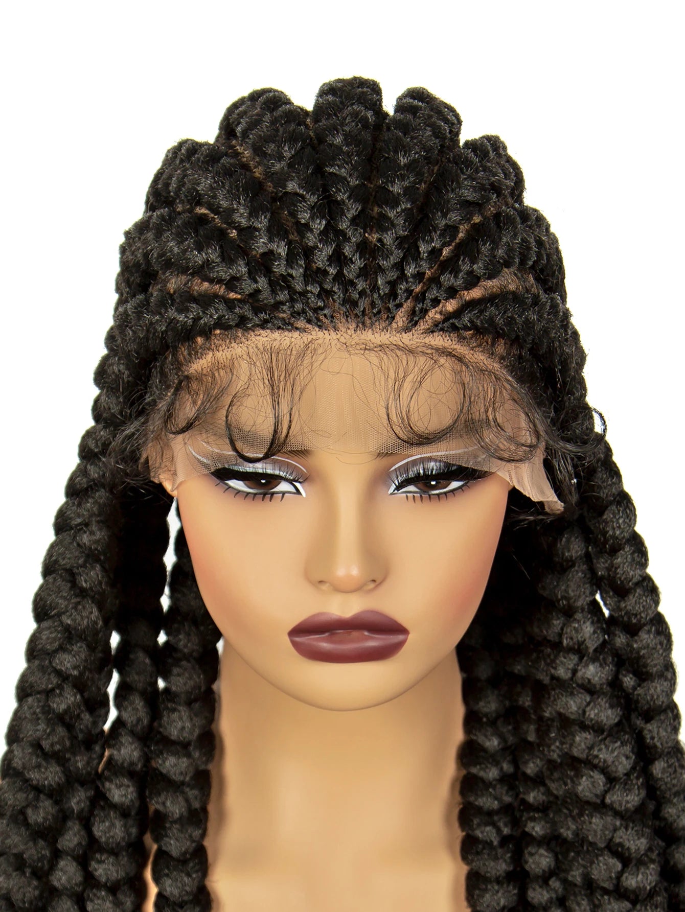 36" Cornrow Knotless Braids Wig | Full Lace Frontal | Baby Hair | Cosplay Luxegan