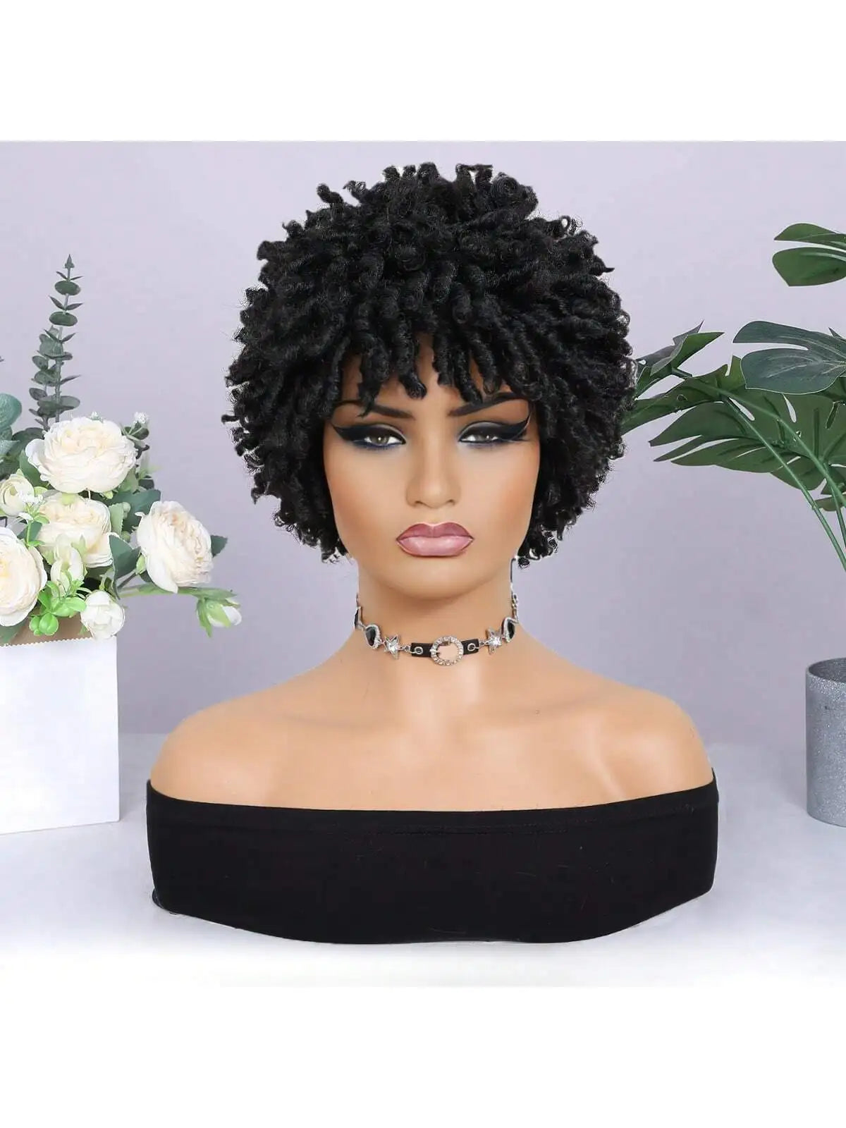 Short Afro Faux Dreads Wig | Heat Resistant Synthetic Braids | Unisex Wig for Black Women & Men - Luxegan