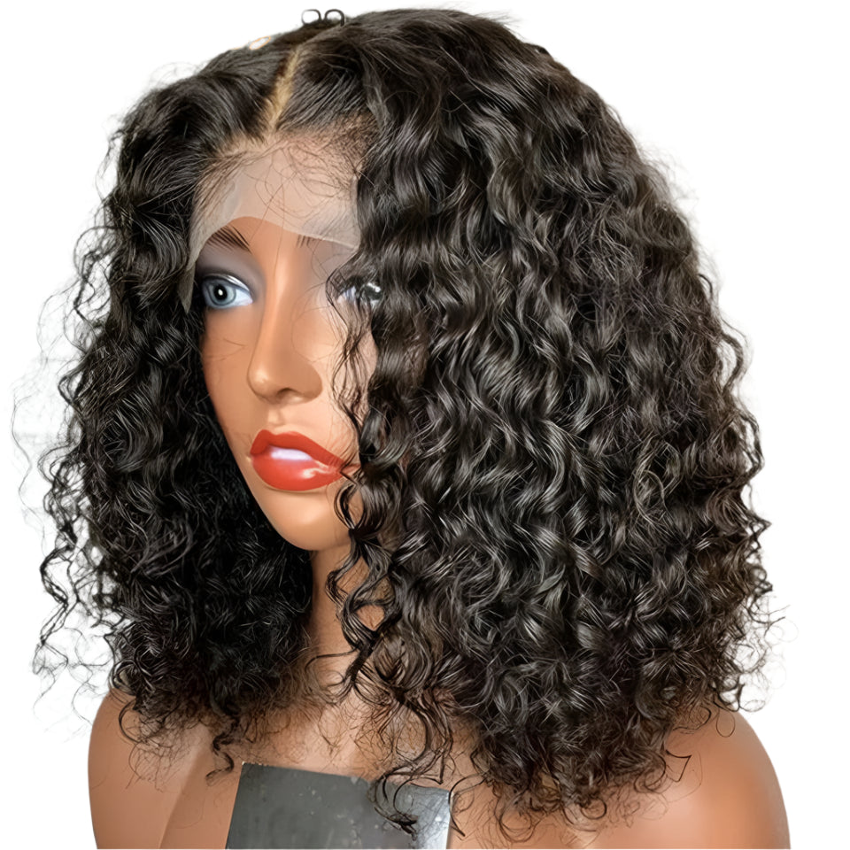 180% Density Deep Wave Bob Wig | Transparent Lace Front Human Hair Luxegan