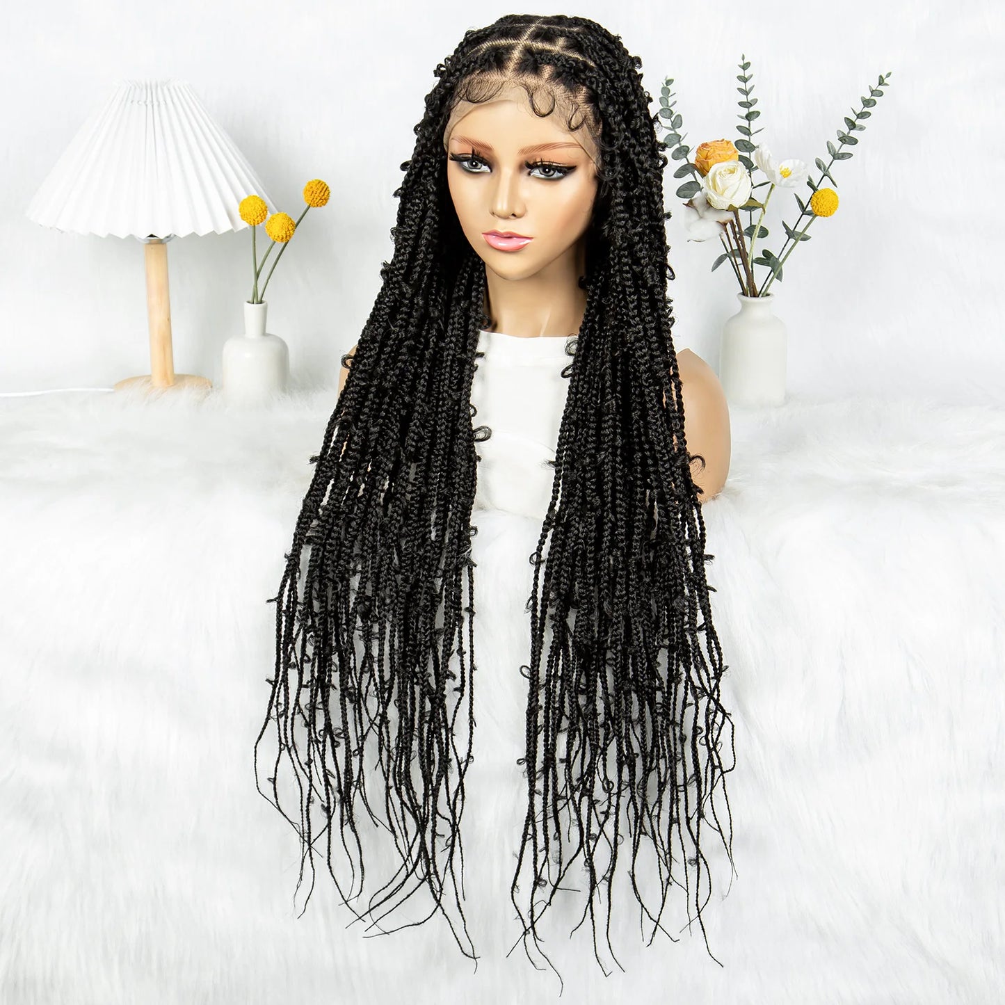 Kima Butterfly Crochet Box Braided Wigs Synthetic Cornrow Full Lace Wig Dreadlocks Wig Crochet For Black Women