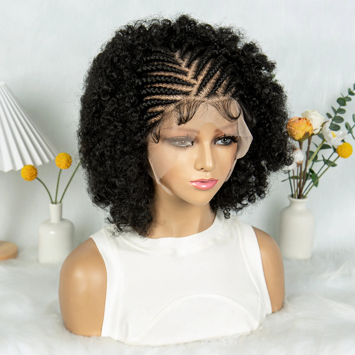 KIMA Peluca trenzada de caja nueva Pelucas sintéticas de encaje completo Longitudes cortas para mujeres negras Hombres Peluca trenzada con pelo de bebé Pelucas trenzadas de caja