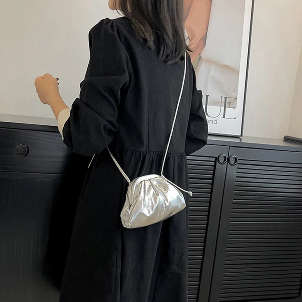 Small Luxury Design Women's Bag | Ruched Dumpling Clutch & Soft PU Leather Handbag Luxegan