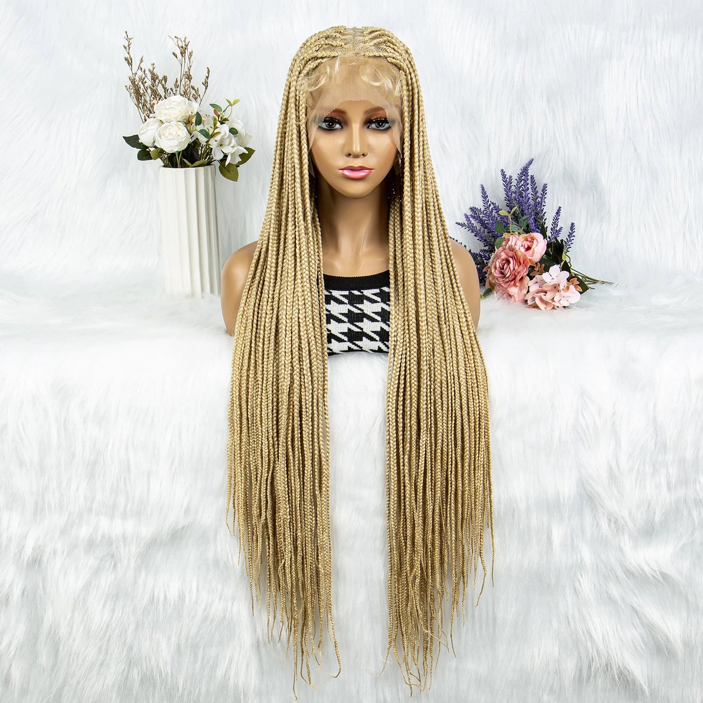 613 Blonde HD Full Lace Braided Wig | Knotless Box & Cornrows | Crochet Braids | Synthetic Luxegan