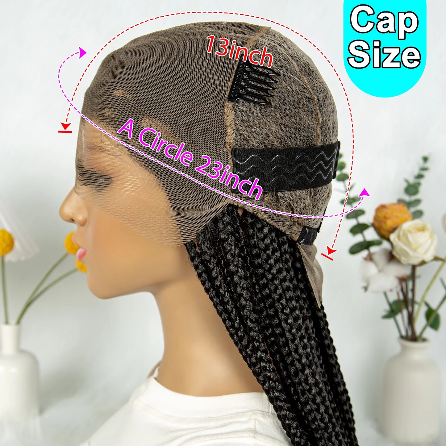KIMA 36" Knotless Triangle Box Braids Wig | Transparent Full Lace Luxegan