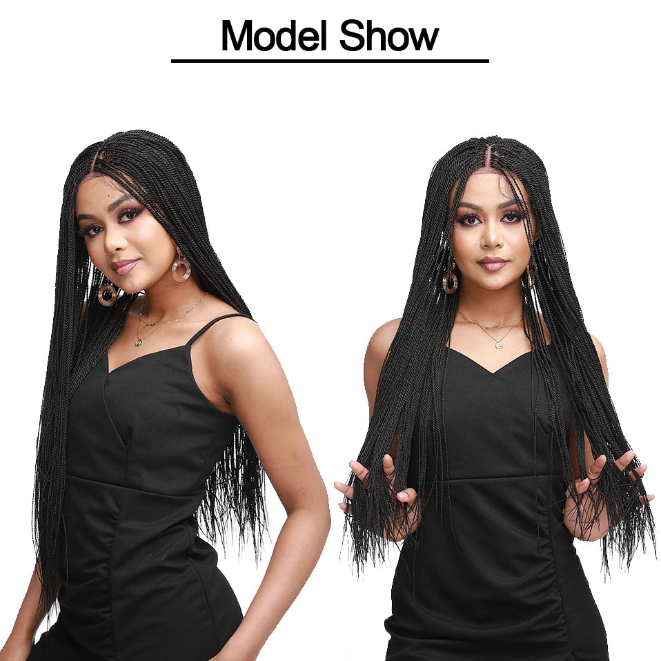 30" Box Braids Lace Front Wig | Baby Hair | Afro Synthetic Braids | Black Women Luxegan