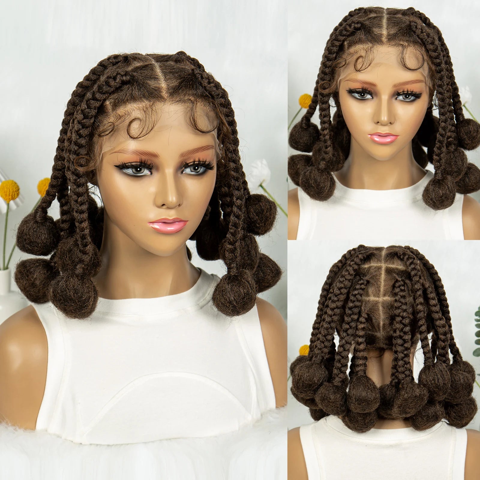 KIMA Burgundy Jumbo Box Braids Full Lace Wig | 350 Colored Bubble Braids with Baby Hair Luxegan