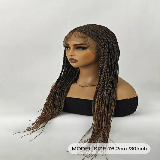 30 Inch Knotless Box Braids Wig | Full Lace Front | Deep Wave | Lightweight | For Black Women