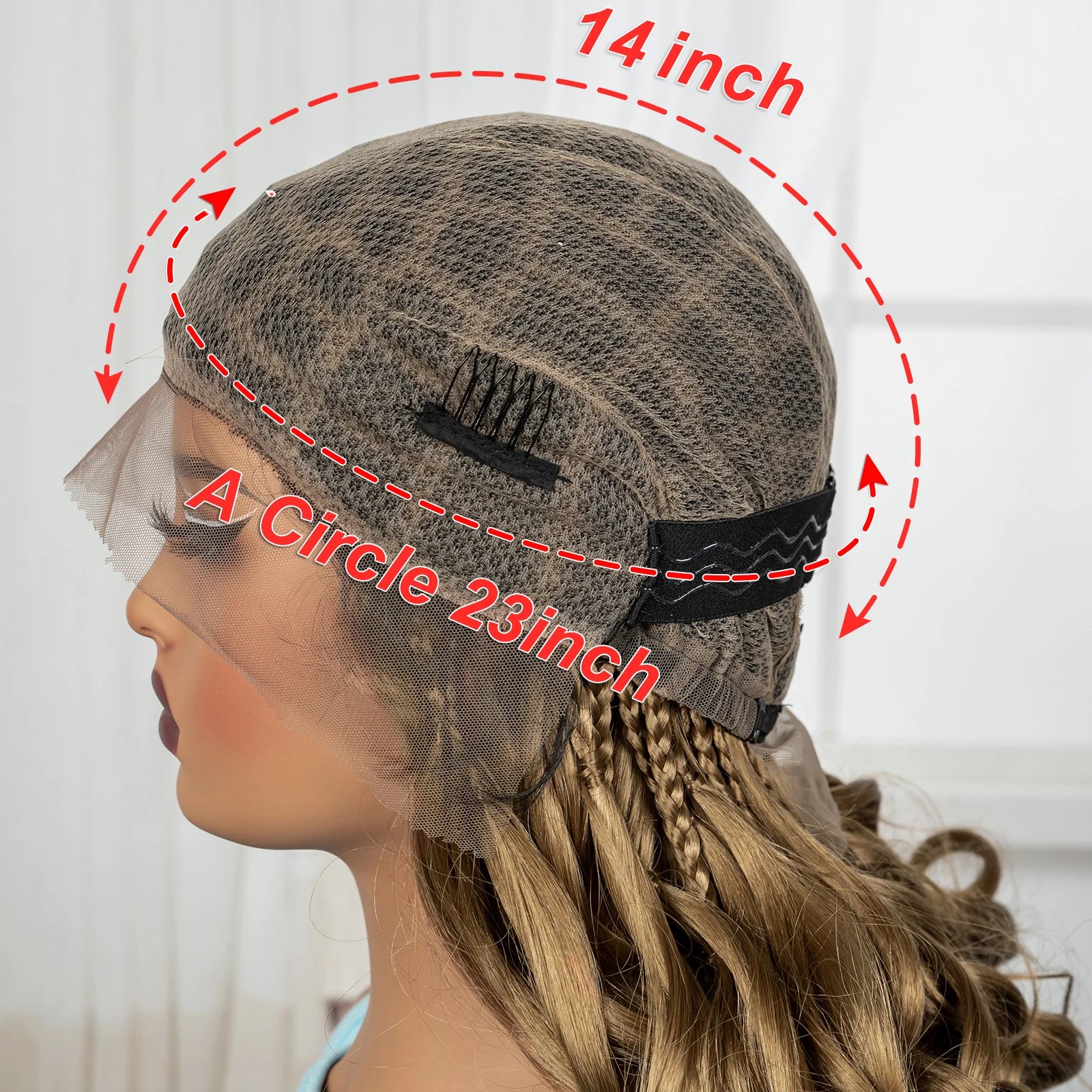 18" #27 Ombre Bouncy Wavy Braided Wig with Bangs | Knotless Box Braids | Full Lace Synthetic Wig with Baby Hair Luxegan