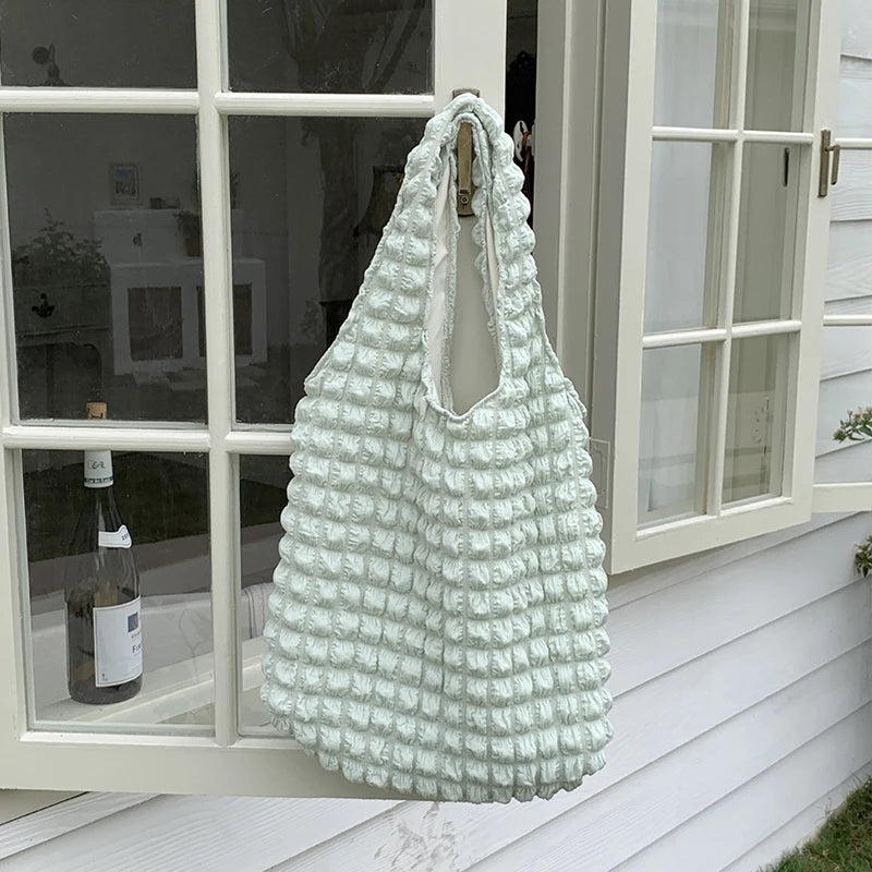 Soft Pleated Cloud Tote | Candy Color Large Capacity Shoulder Bag Luxegan