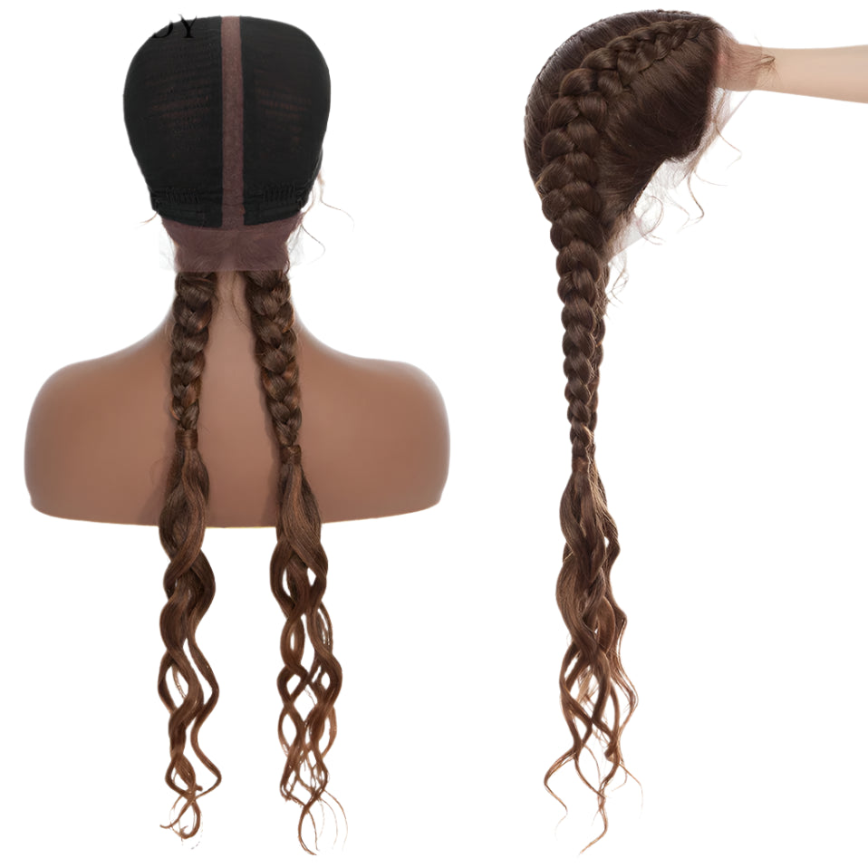 26" Dutch Braids Lace Front Wig | My-Lady Cornrow Afro Wig | Synthetic African Braided Wig | Wavy Texture