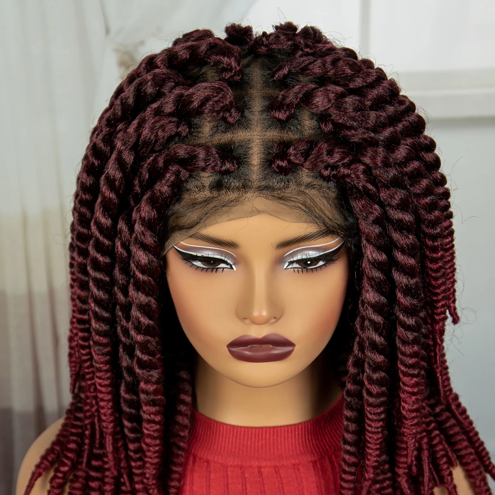 16" Twist Knotless Braids Wig | HD Full Lace | Baby Hair | Natural Look Luxegan