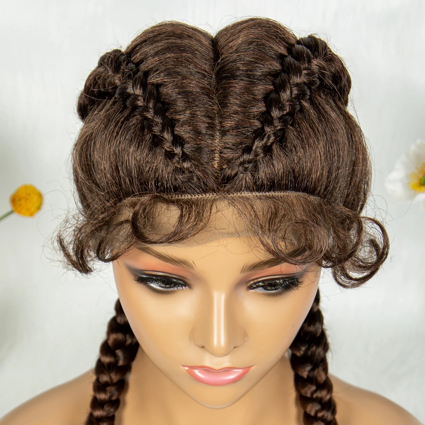 KIMA 32" Cornrow Boxer Braids Lace Front Wig | Twins Dutch Braids with Baby Hair Luxegan