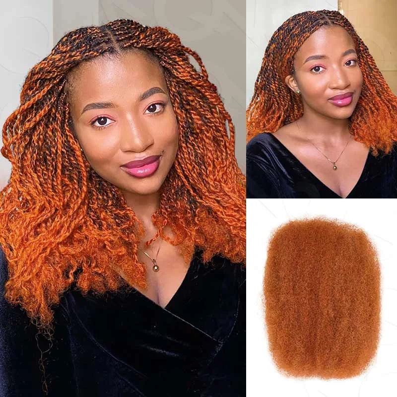QVR Afro Kinky Curly Bulk Human Hair | No Attachment | Remy Hair | Natural Color | Dreadlock & Braiding Hair Luxegan