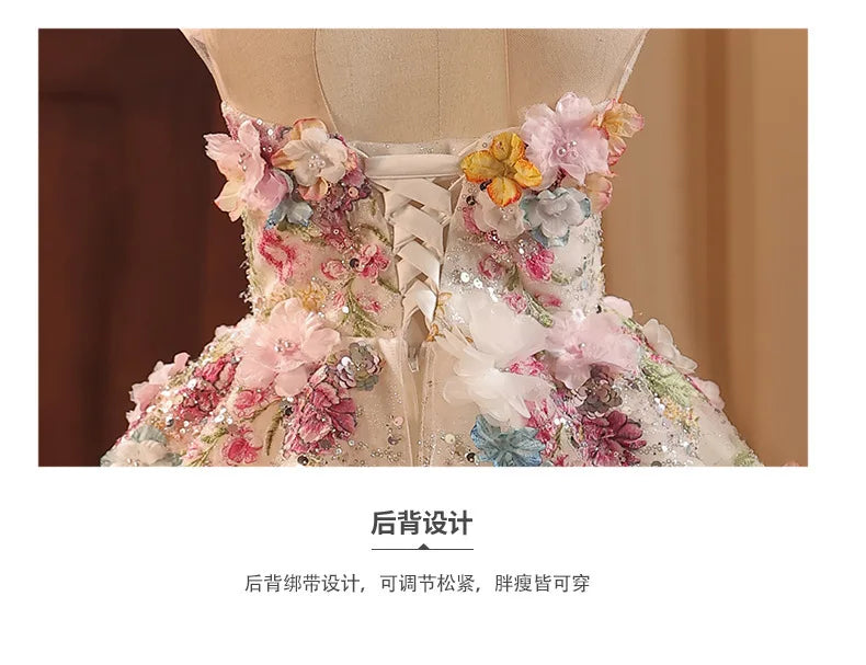 Girls' High-End French Style Forest Series Flower Little Host Walk Show Piano Performance Birthday Flower Girl Party Princes