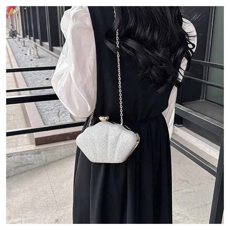Luxury Shell Clutch | Metallic Evening & Crossbody Bag Luxegan