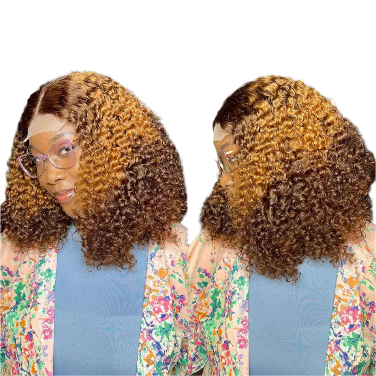 450% Density Ombre Honey Blonde Jerry Curly HD Lace Frontal Wig | Pre-Plucked Human Hair Luxegan