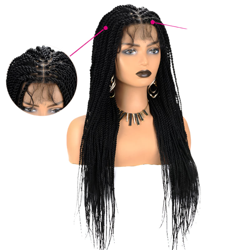 Senegalese Twist & Box Braids Wig | Lace Front | Pre-Plucked | Kanekalon Hair | Black Women