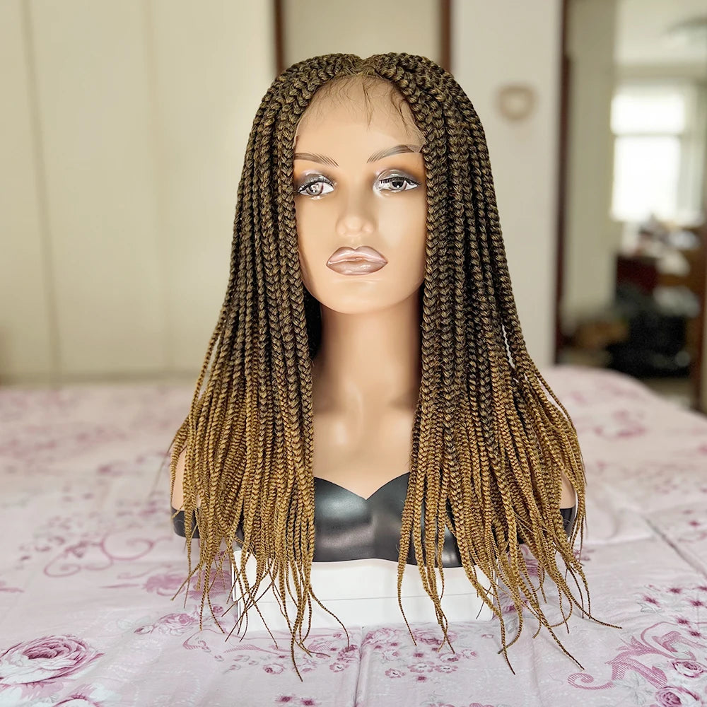 20-30" Braided Lace Front Wig | Ombre Crochet Box Braids | Black Women's Synthetic Hair