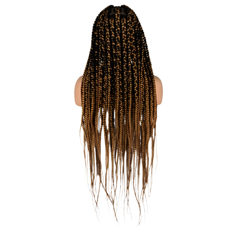 36" Knotless Large Square Box Braids Wig | Full Lace Frontal | Baby Hair | Kanekalon Hair