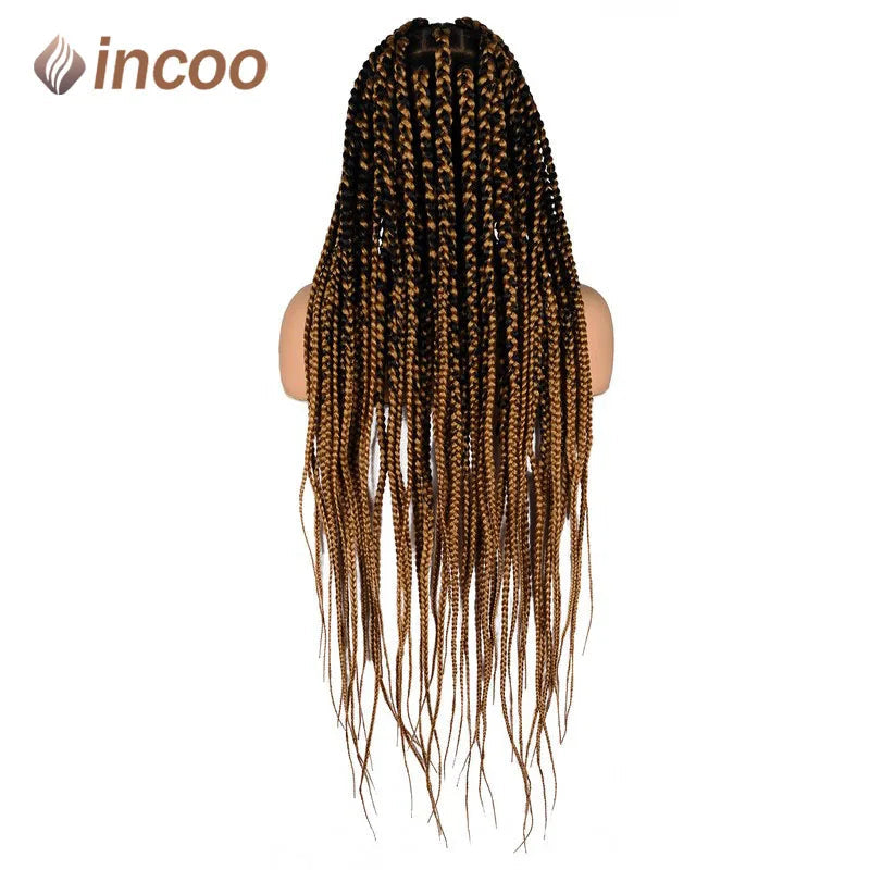 36" Knotless Square Box Braids Wig | Full Lace Frontal | Baby Hair | Afro Women Luxegan