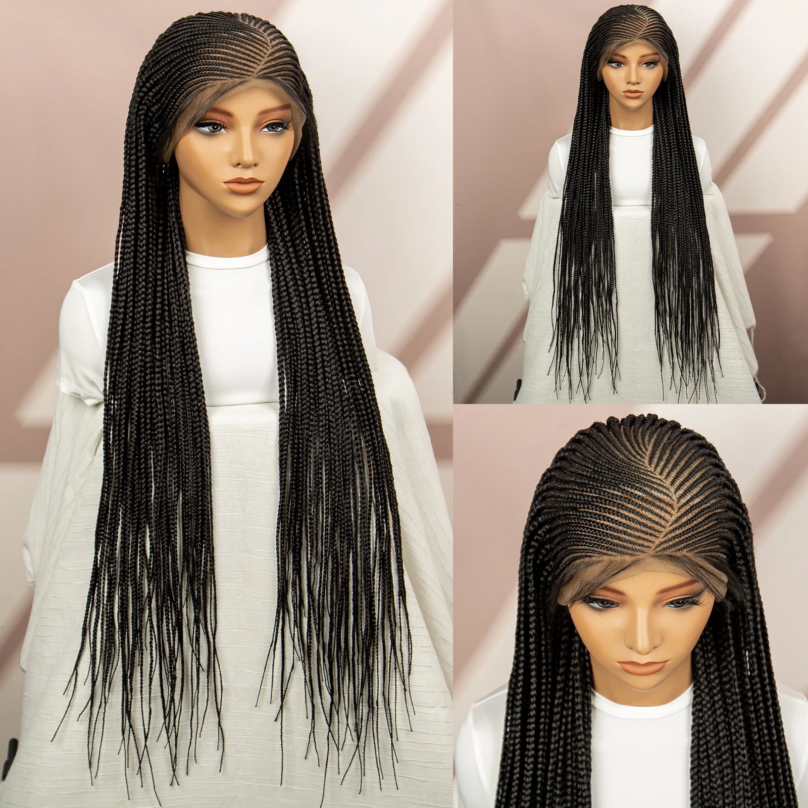 360 Lace Box Braided Wig | Cornrow Braids | Kanekalon Synthetic Hair | Natural Baby Hair