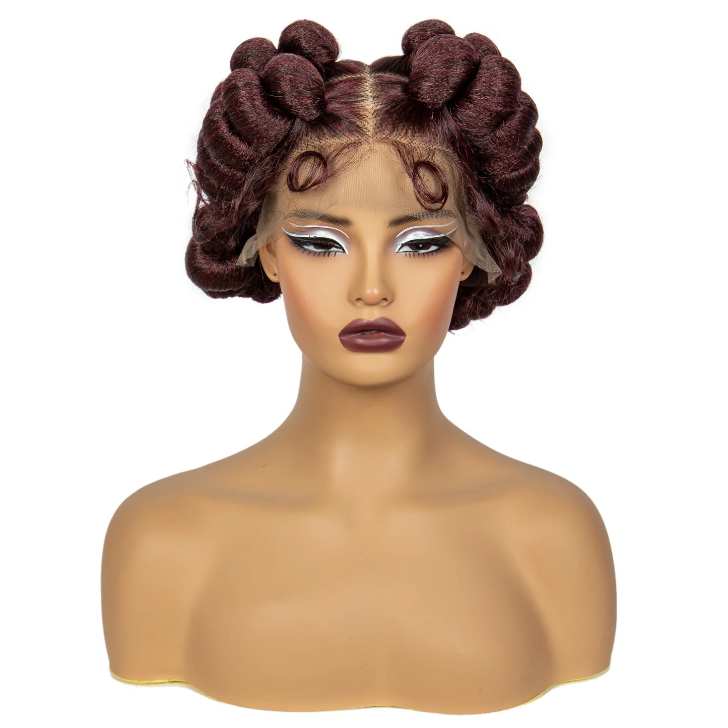 Short Cute Bantu Knotless Braids Wig | Transparent Full Lace | Handmade Luxegan
