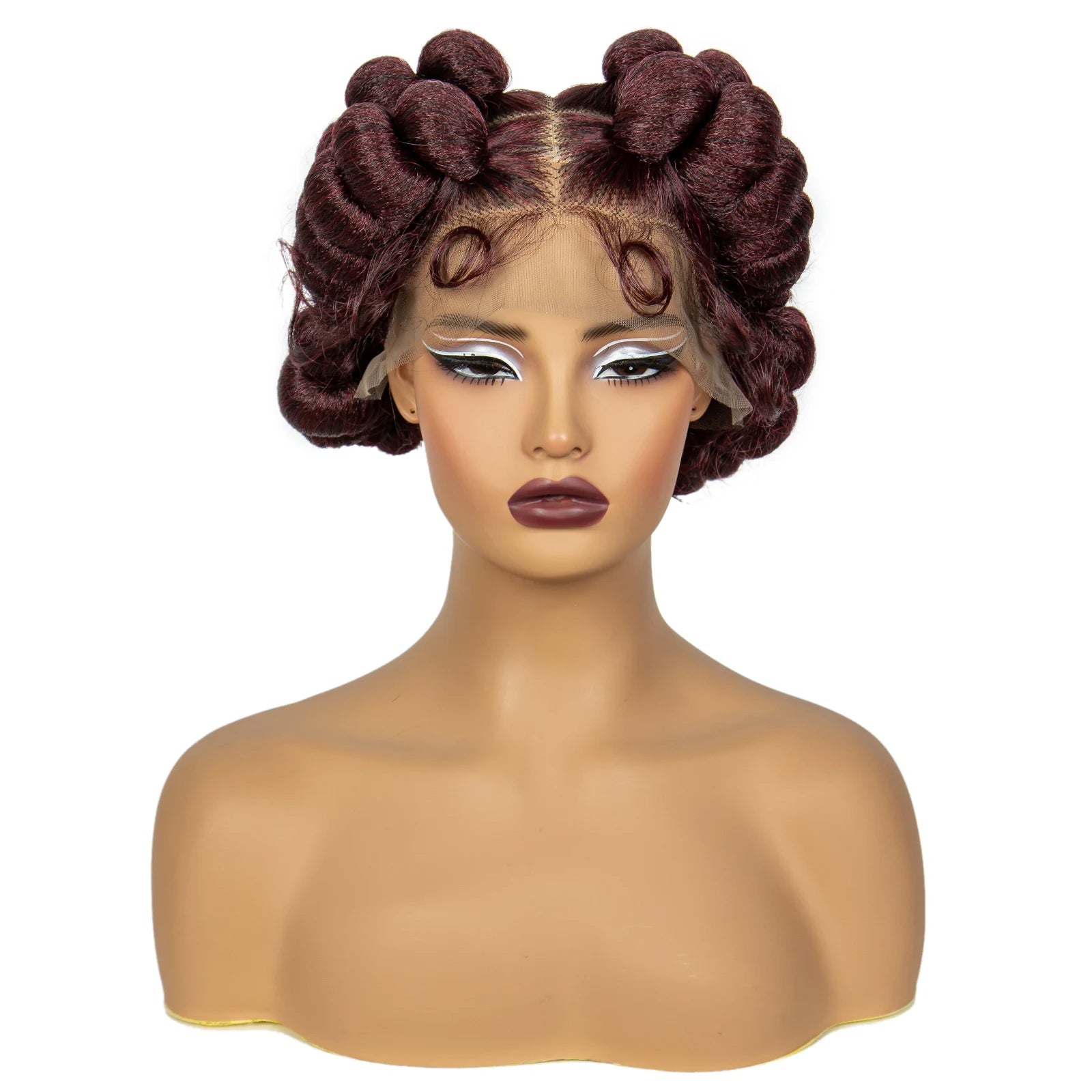 Short Cute Bantu Knotless Braids Wig | Transparent Full Lace | Handmade Luxegan