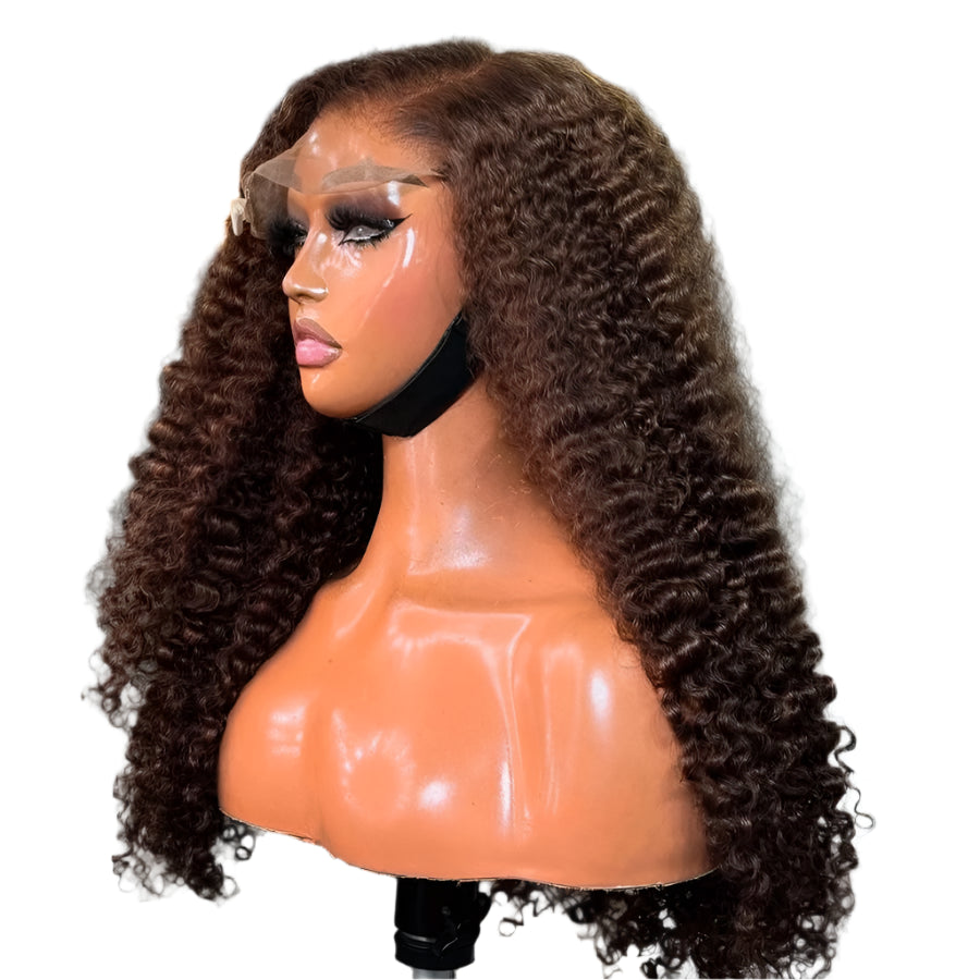 Brown Burmese Curly HD Lace Frontal Wig | Glueless Ready-to-Wear Human Hair Luxegan