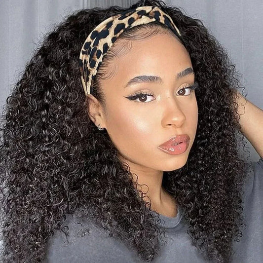 180% Density Jerry Curly Headband Wig | Glueless Brazilian Remy Human Hair Luxegan