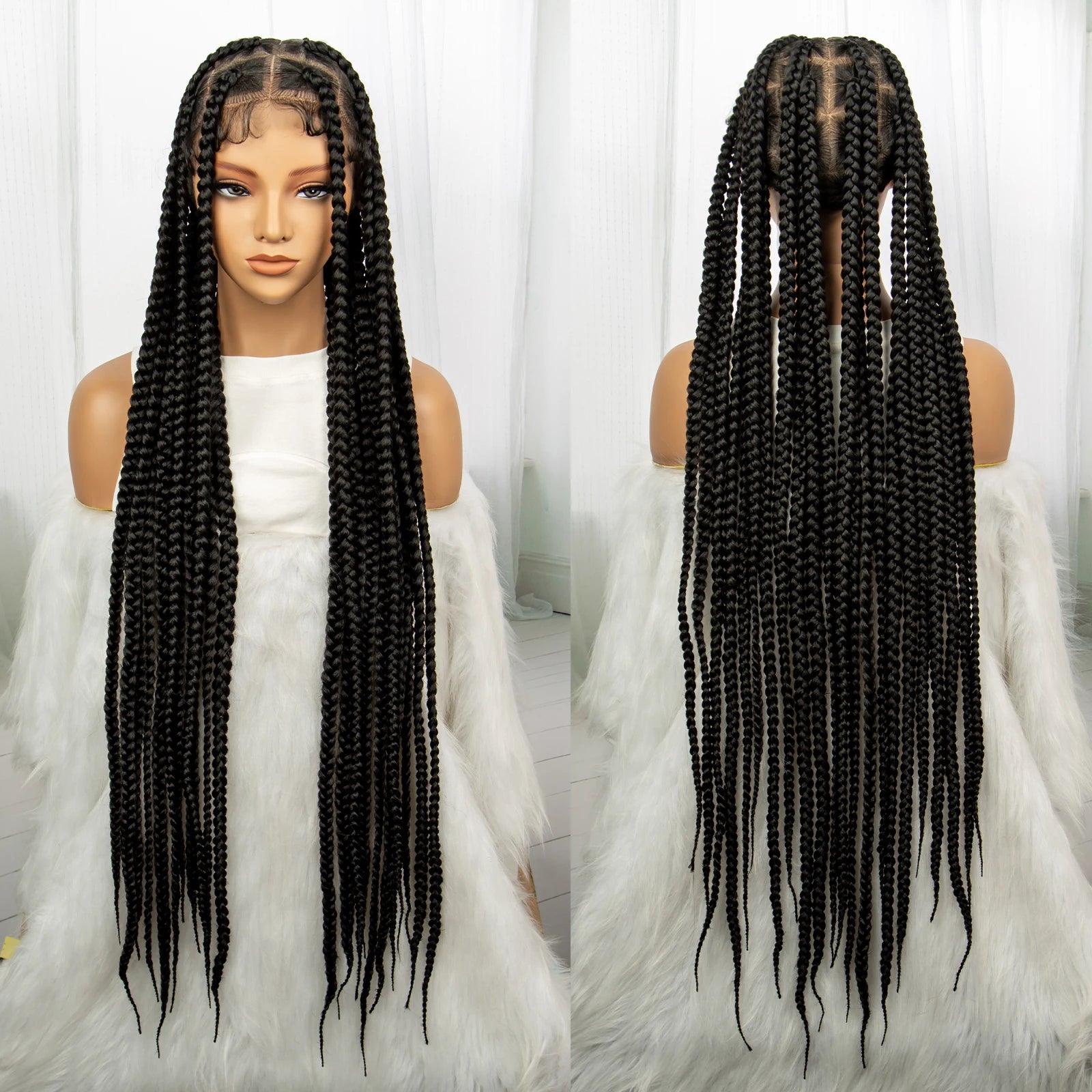 Beaded Dreadlocks Full Lace Wig | Knotless Box & Cornrow Braids Luxegan