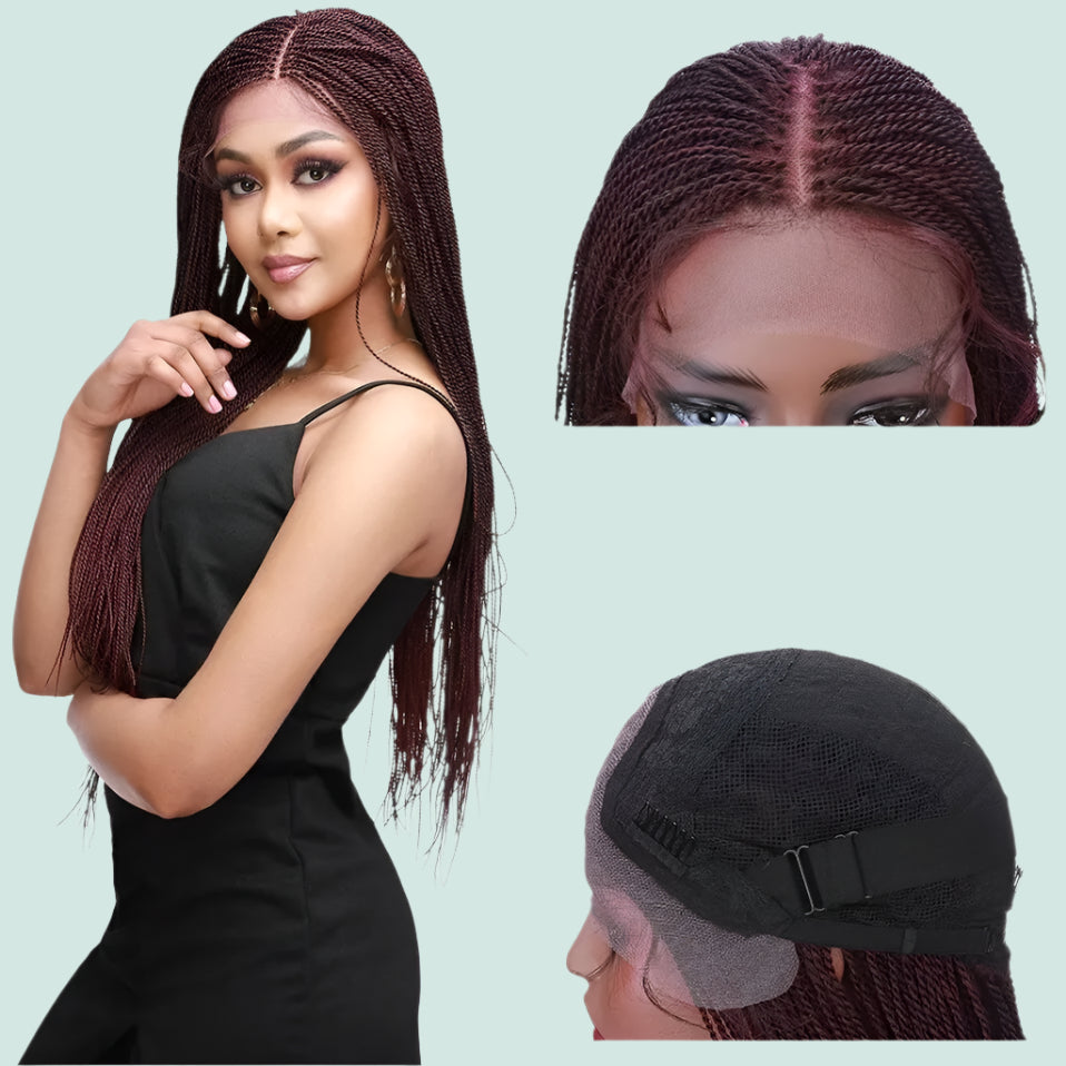 30" Senegalese Twist Braided Lace Front Wig | Knotless Braids | Synthetic Hair for Black Women