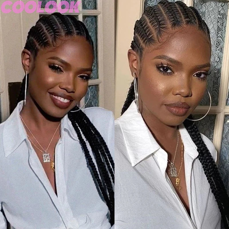 36" Blonde Goddess Braids Wig | Jumbo Plaits | Full Lace Front | Knotless | Handmade Luxegan