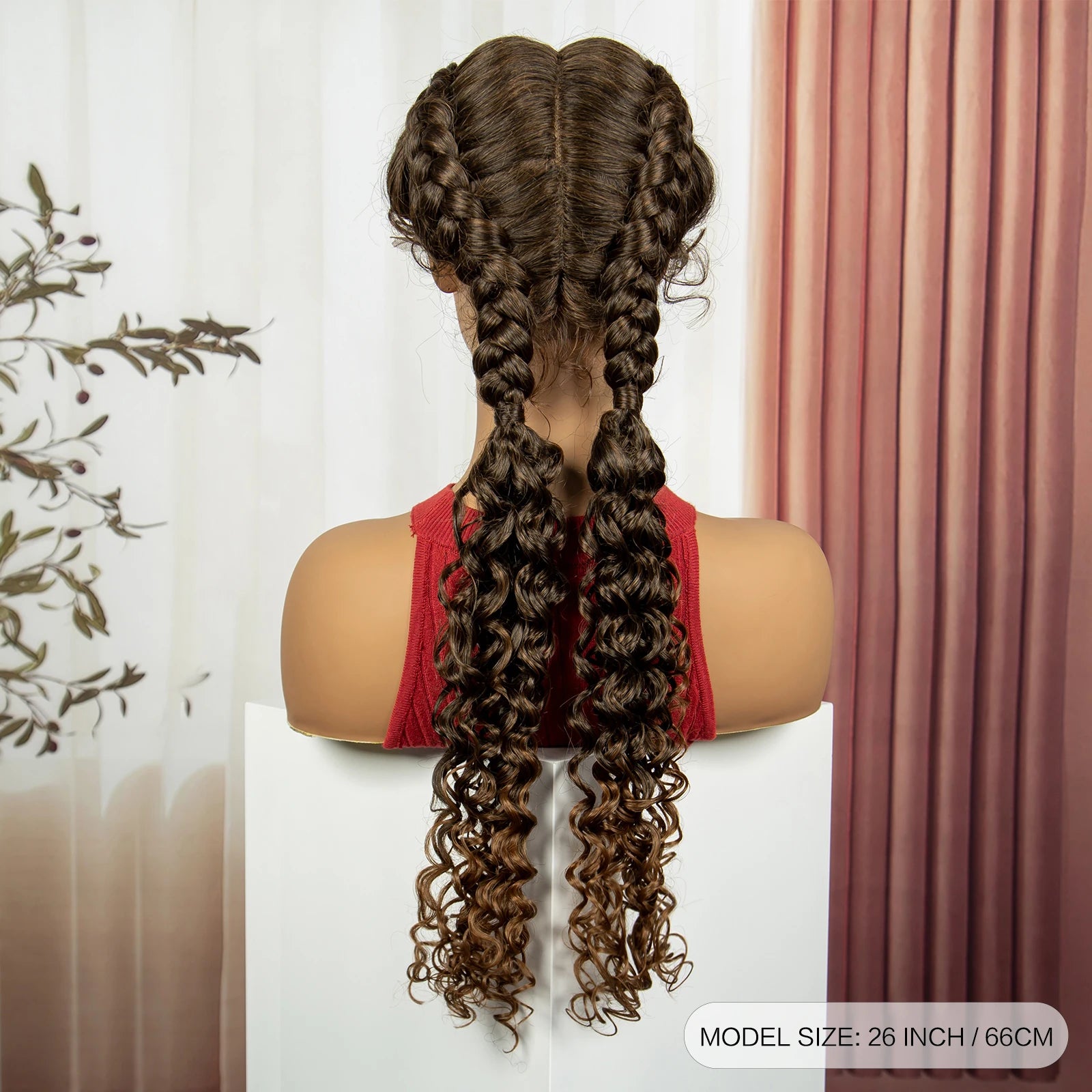 Curly Cornrow Twist Braids Wig | 13x1 T Part Lace | Water Wave | Black Women Luxegan