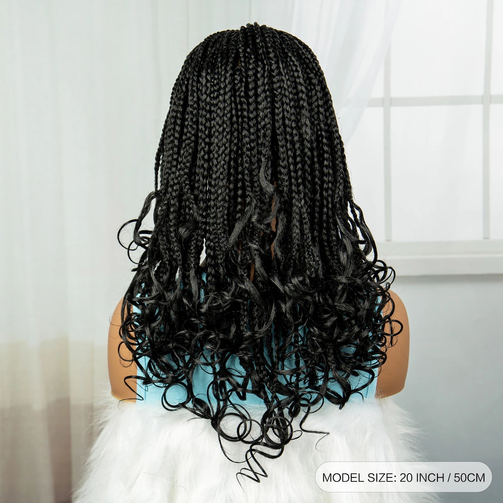 360° Full Lace Knotless Braids Wig with Wavy Ends | Baby Hair Luxegan