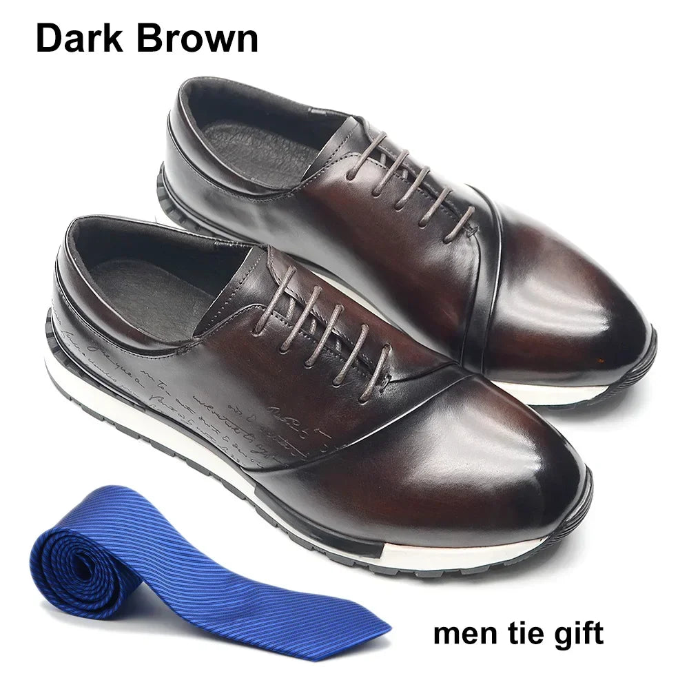 Luxury Hand-Painted Leather Oxfords | Sophisticated France Style Business Sneakers | Elegant - view 9