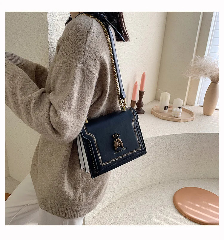 Luxury Brand Women's Handbag | Retro Bee Shoulder Bag & Leather Designer Crossbody Luxegan