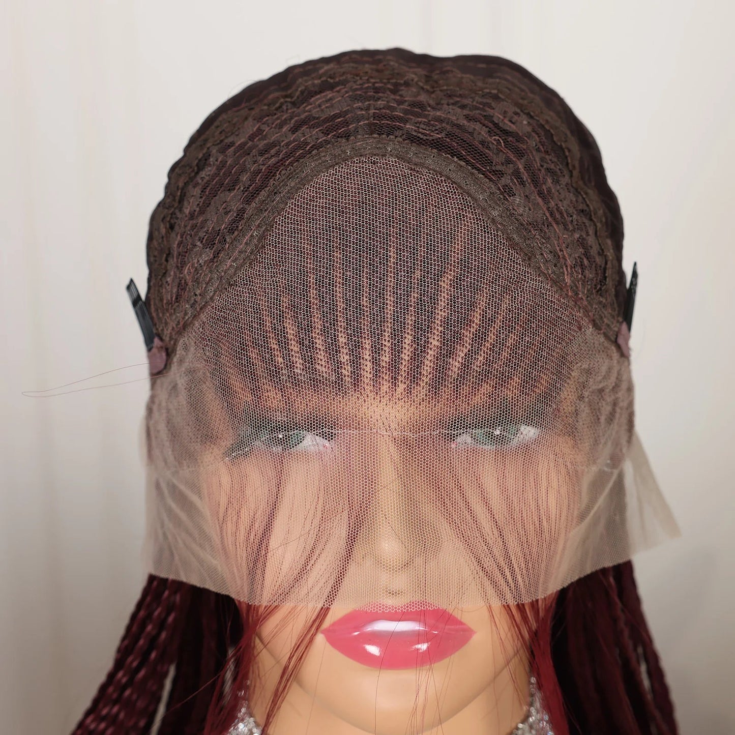99J Burgundy Goddess Twist Braids Wig | HD Lace Frontal | Knotless | Baby Hair Luxegan